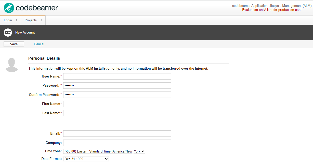 User Accounts and Logging Into Codebeamer